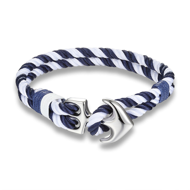 Paracord Wrap Bracelet with Silver Anchor Clasp - Royal Blue