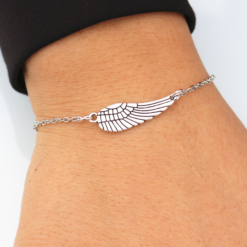 Sterling Silver Bracelet with Large Angel Wing Charms | Little Grey Moon